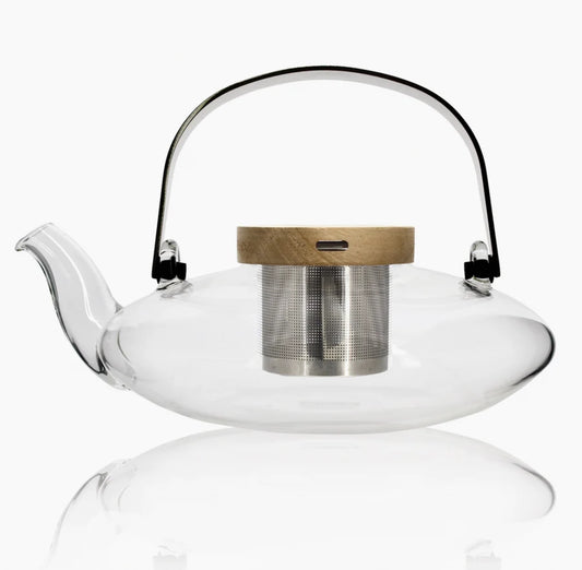 Glass Tea Pot w/ Acacia Wood Lid