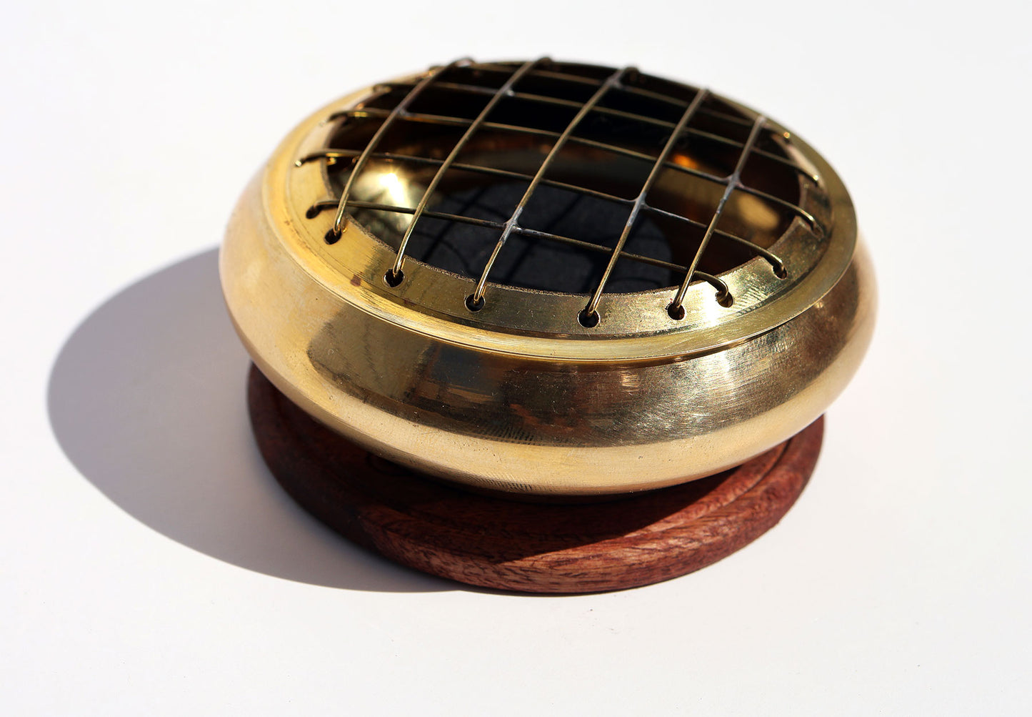 Brass & Wood Incense Burner (3-Piece Set)