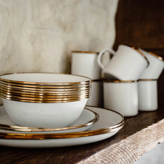 4-Piece Iyawo Dishware Set (Bone & Brass)