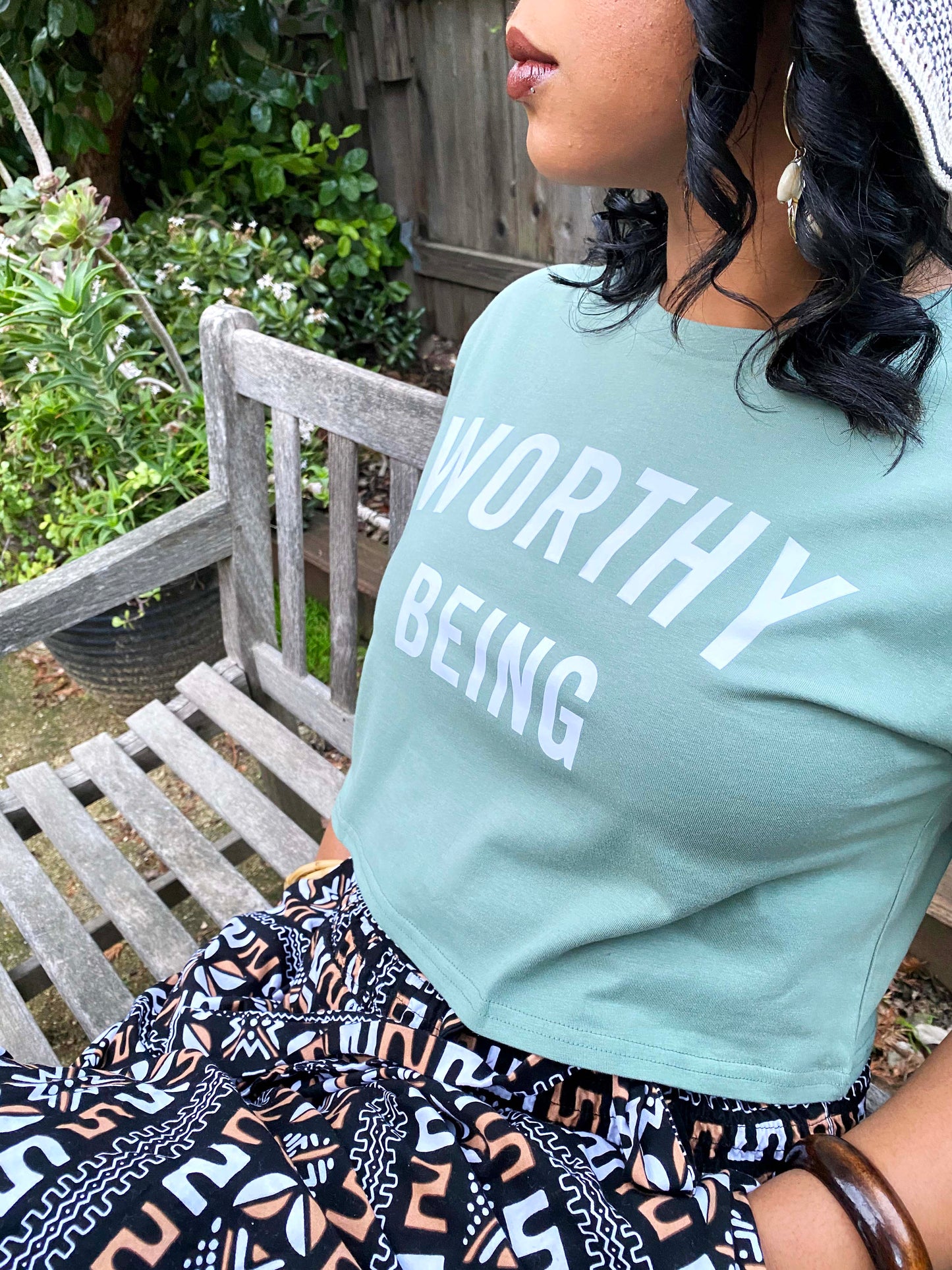 WORTHY BEING, The Signature Crop Top [Mineral & Creme]