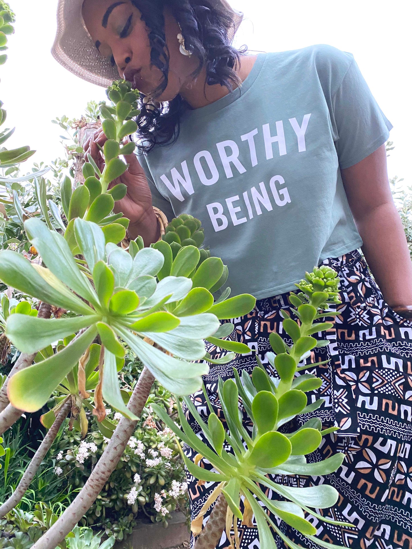 WORTHY BEING, The Signature Crop Top [Mineral & Creme]